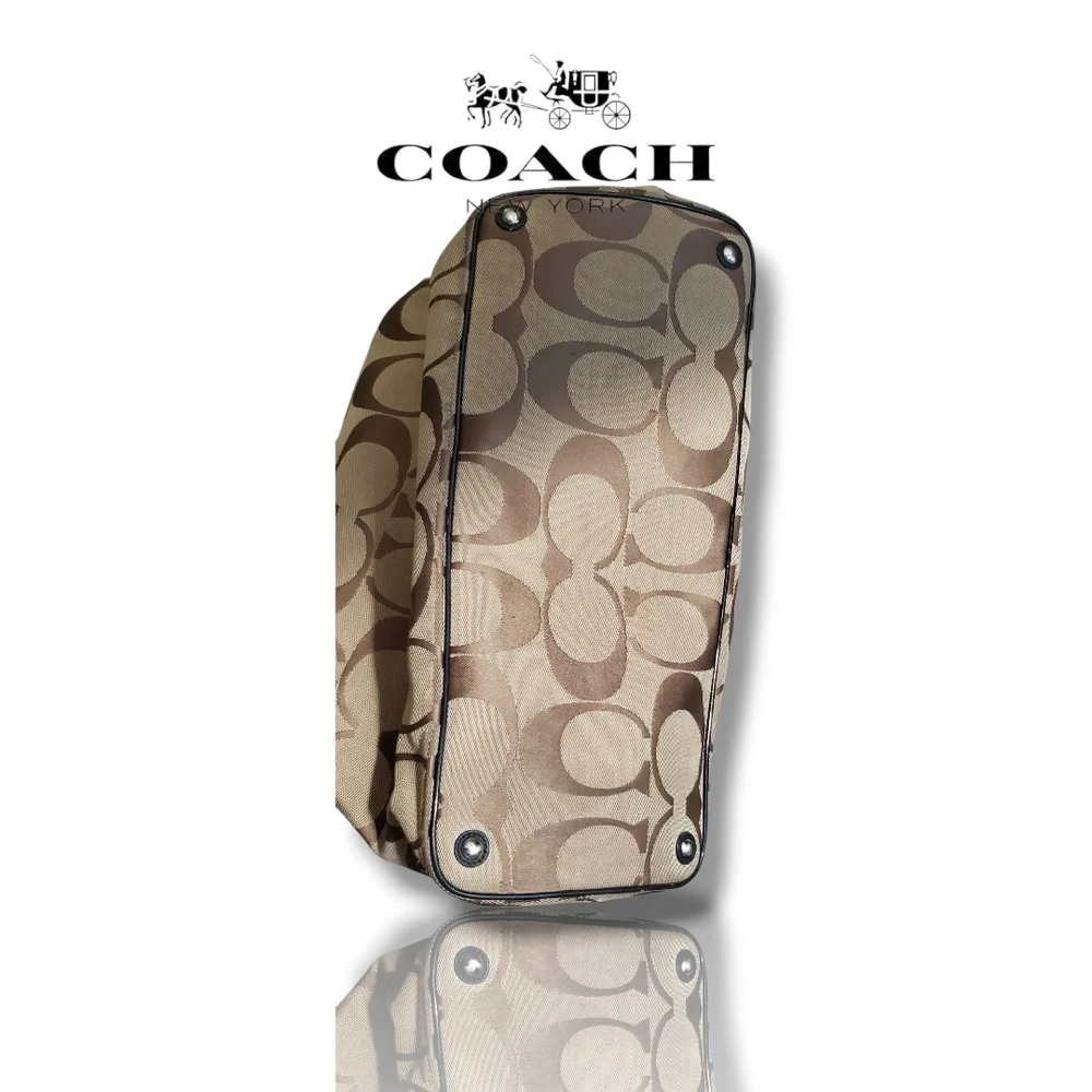 Coach F14940 Kisslock Signature Jaquard C Brown and Black Women's Shoulder Bag